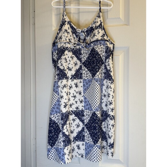 Zara Girls Dress Size 11-12 Blue White Floral Patchwork Print, EUC - Picture 1 of 2